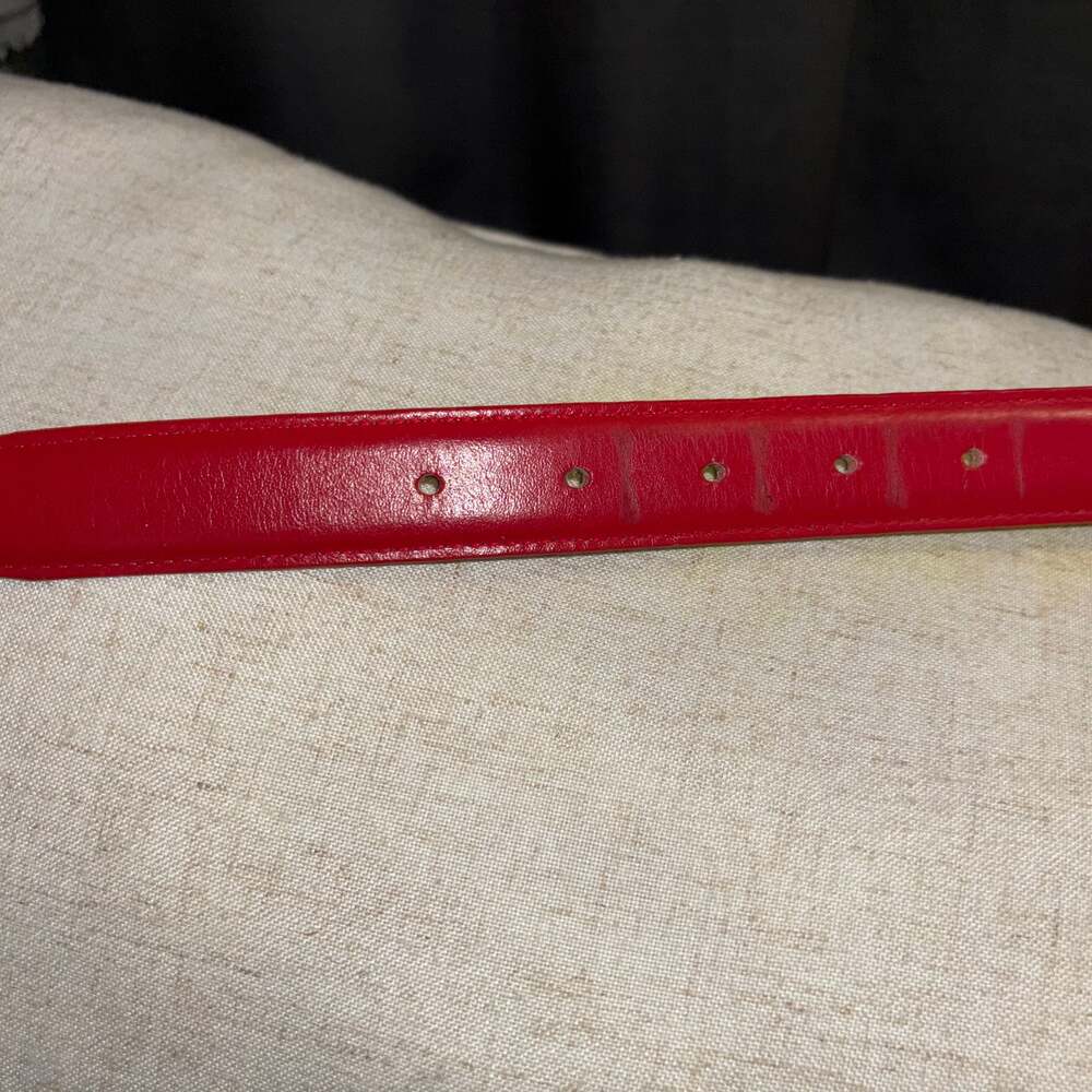 Vintage HARKEN WOMEN'S Red LEATHER BELT -Size L - Picture 4 of 4